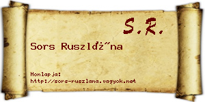 Sors Ruszlána névjegykártya